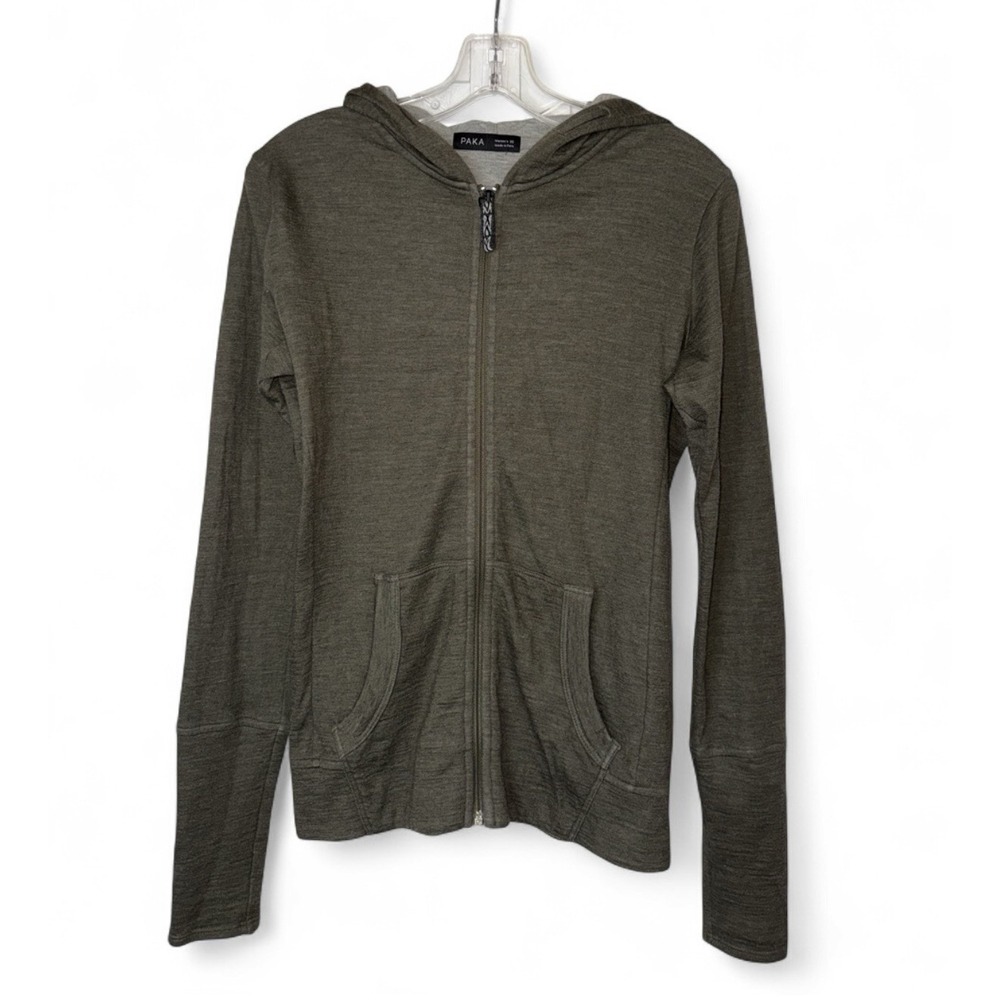 PAKA Breathe Hoodie Womens XS Baby Alpaca Tencel Full Zip Andean Moss Hiking